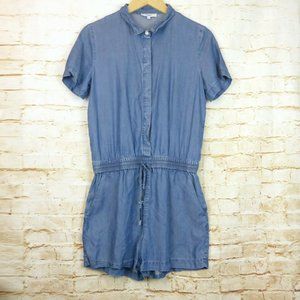 Suncoo Paris Romper Womens Size T3 US M Chambray Denim Button Front Short